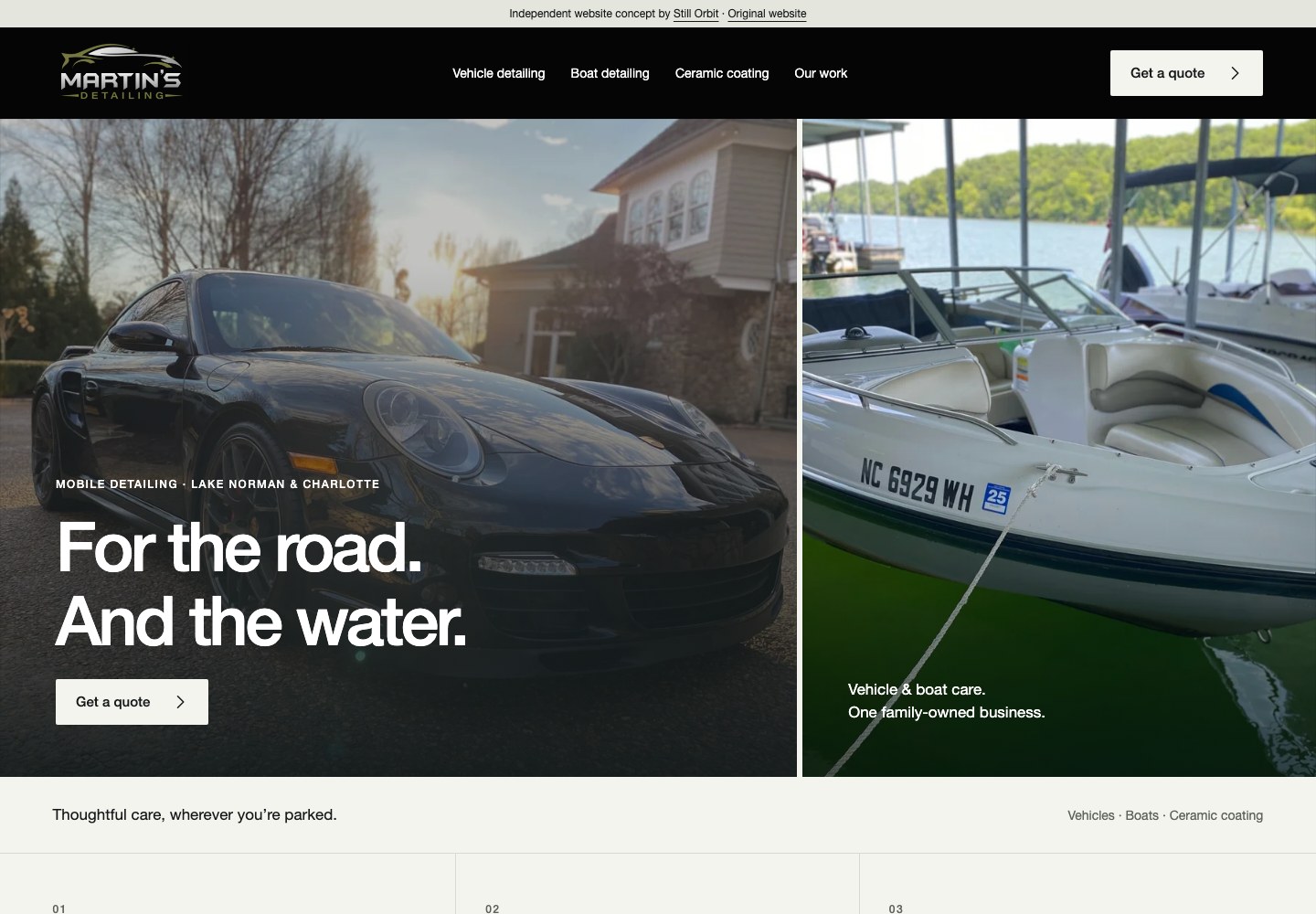 Martin’s Detailing website homepage