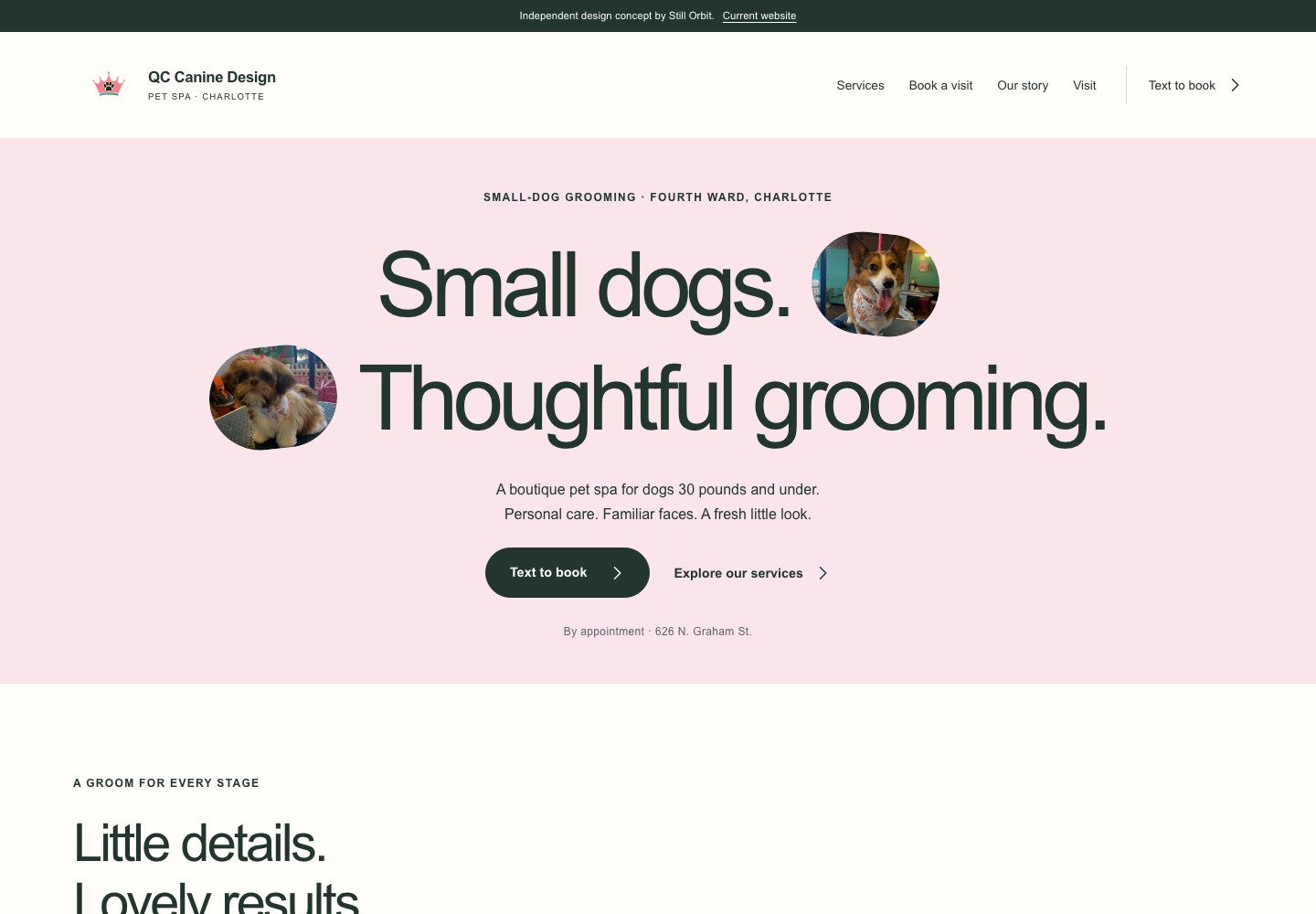 QC Canine Design website homepage